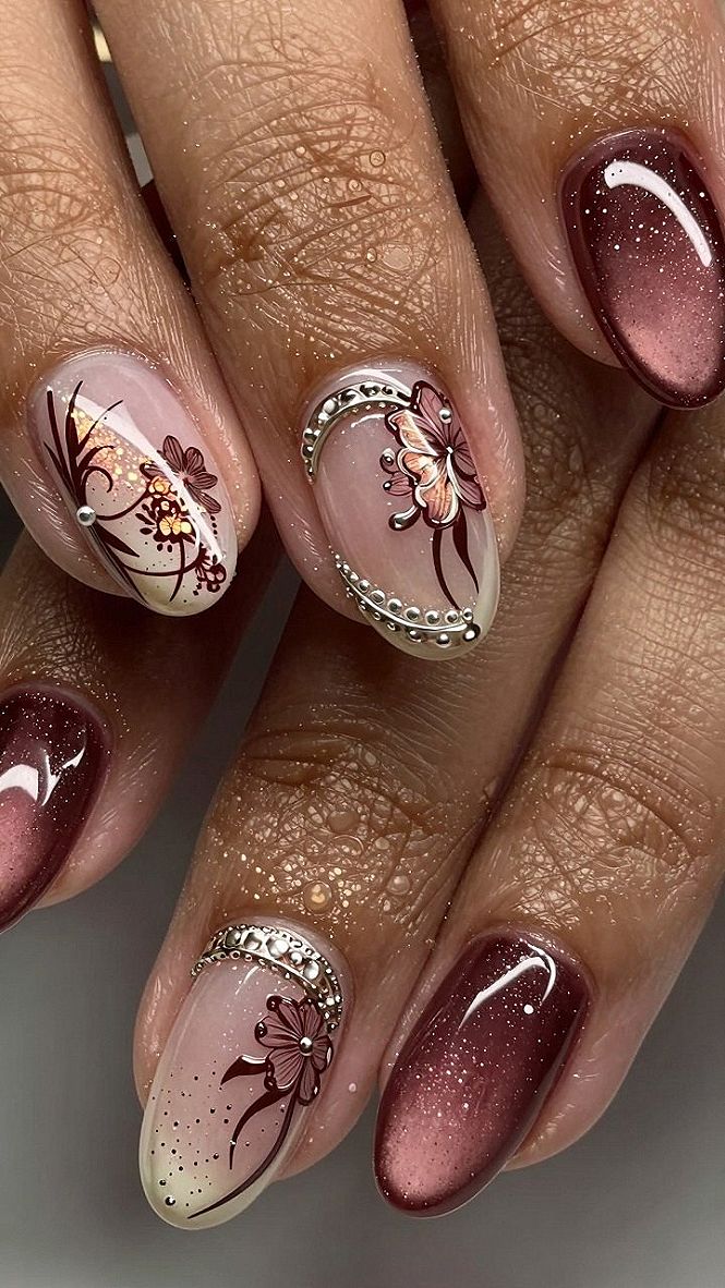 Choosing Between Solid Shimmer and Hand-Painted Floral Nail Art
