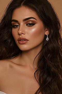 Golden Glow Bridal Makeup for Brown Eyes & Wavy Hair
