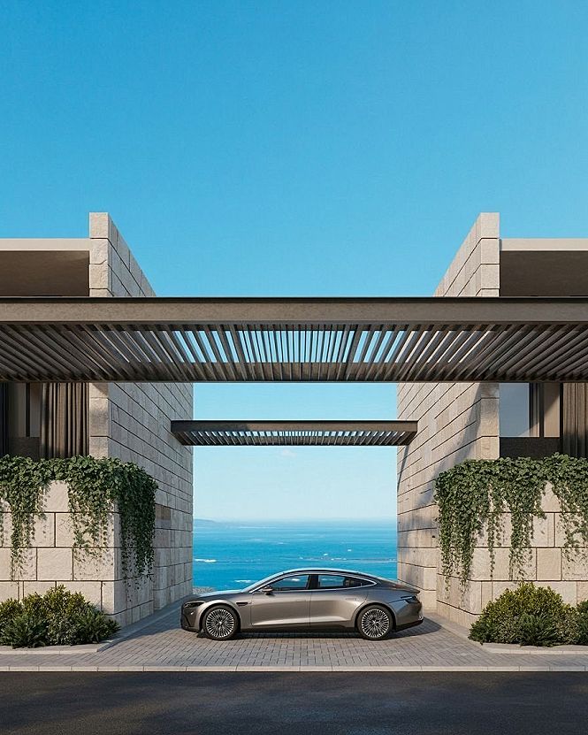 Modern Stone Home Exterior: Capturing Breathtaking Ocean Views