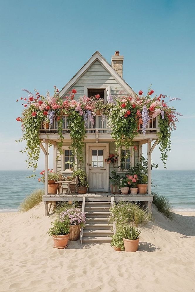 Enchanting Seaside Cottages: Garden Landscape Masterpiece