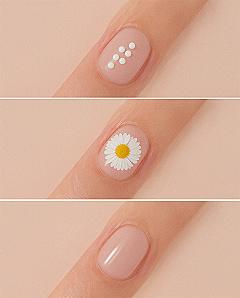 Simple Spring Nail Art: Charming Half-Daisy Side Accent