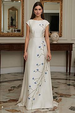 Styling an Elegant A-Line Satin Maxi Dress: Classy Formal Attire