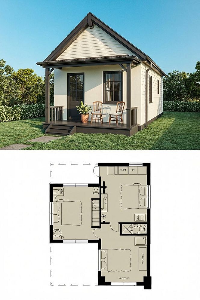 Charming 2 Bedroom Bungalow: Perfect Small House Floor Plans