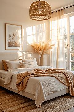 Cozy Boho Bedroom Makeover: Cream Walls & Natural Textures