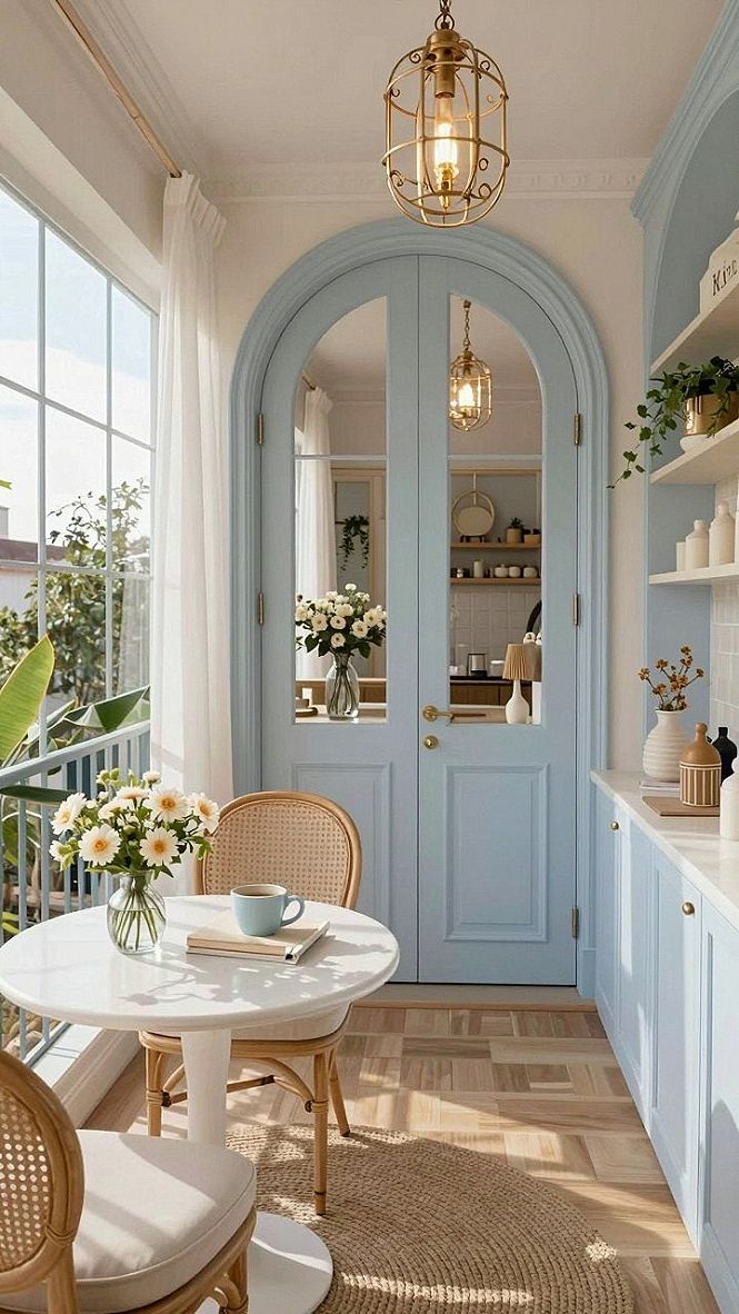 Maintaining Glass Pane Doors and Hardwood Floors in a Cottage Kitchen