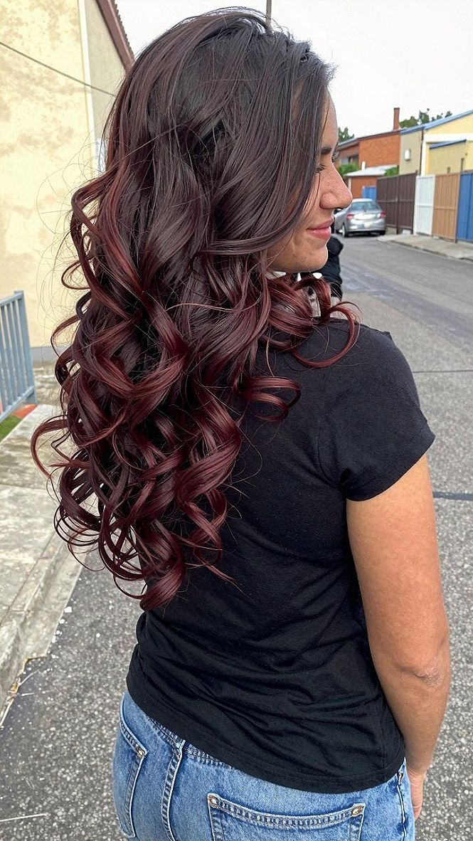 Maintaining Glossy Curls in Medium Cherry Cola Hair