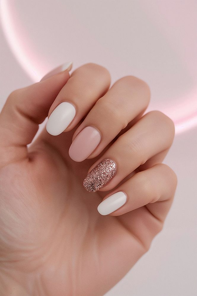 Chic Soft Pink & White: Elegant Short Gel Nail Ideas