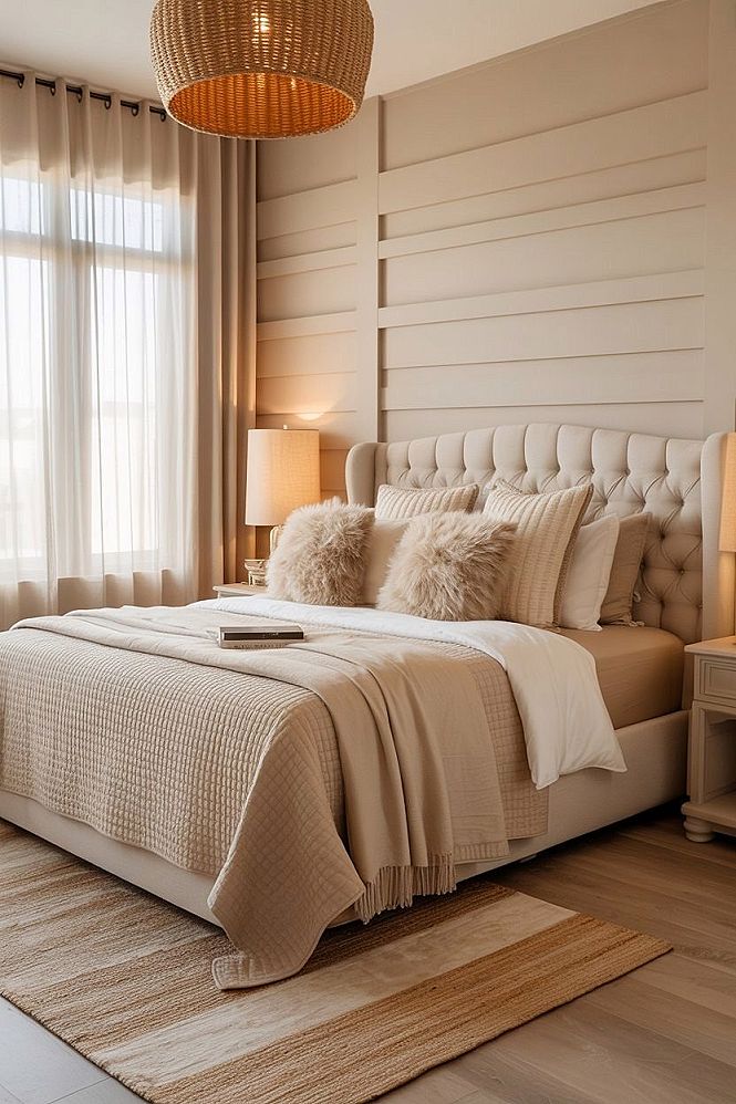 Modern Boho Chic Bedroom: Serene Master Retreat & Neutral Tones
