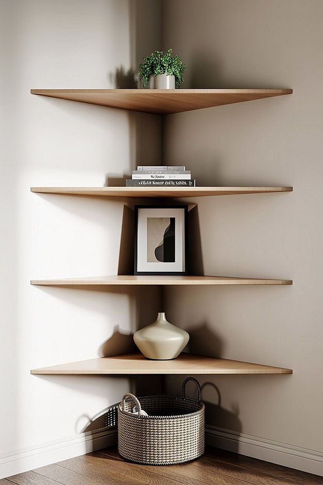 Floating Corner Shelves for Chic Home Decor Partition