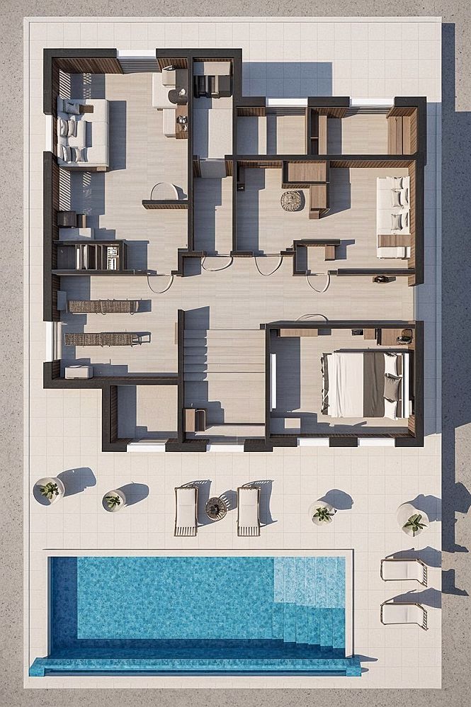 Luxury Living: Modern House Plans with Private Pool & Sun Deck Layouts