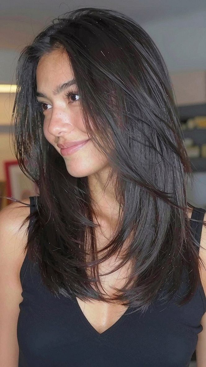 Adding Soft Volume and Movement to Dark Straight Hair