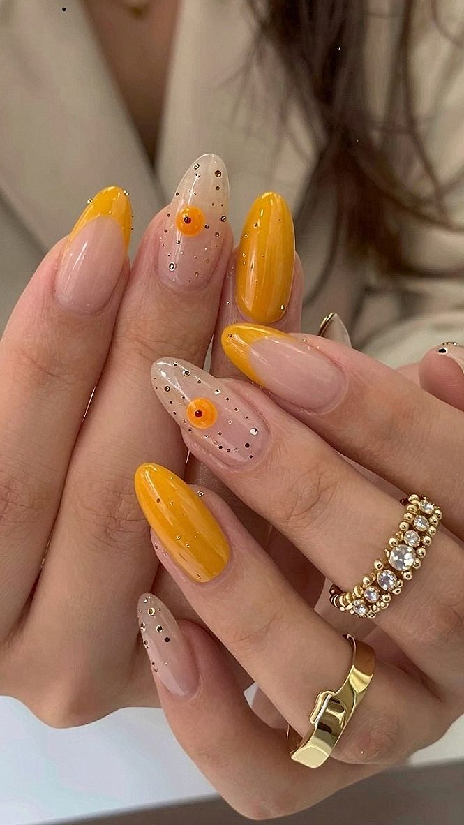 Adding Tiny Rhinestones and Dots to Brown Nail Art