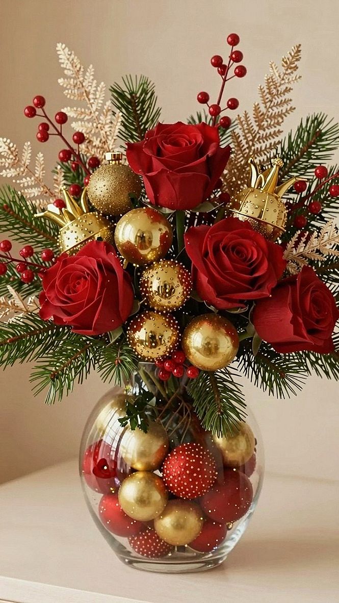 Adding Fresh Roses and Baubles to Your Holiday Porch Display
