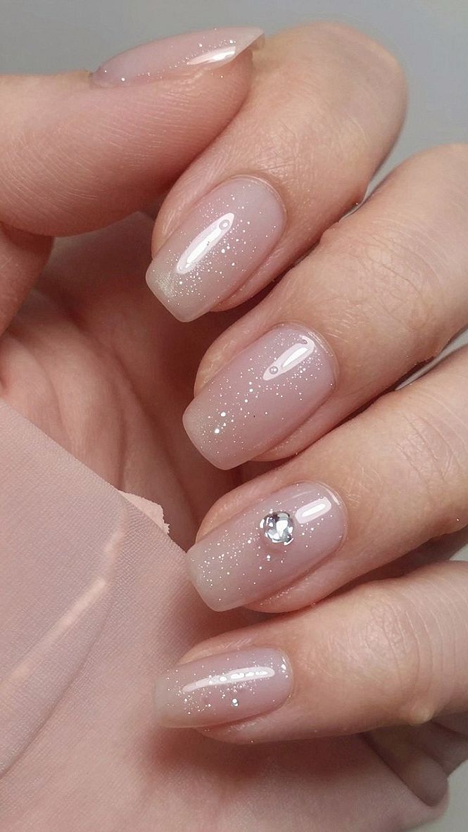 Adding Subtle Sparkle and Rhinestones to Simple Pink Nails