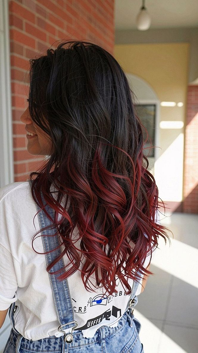 Adding Bright Tips to Medium Cherry Cola Hair