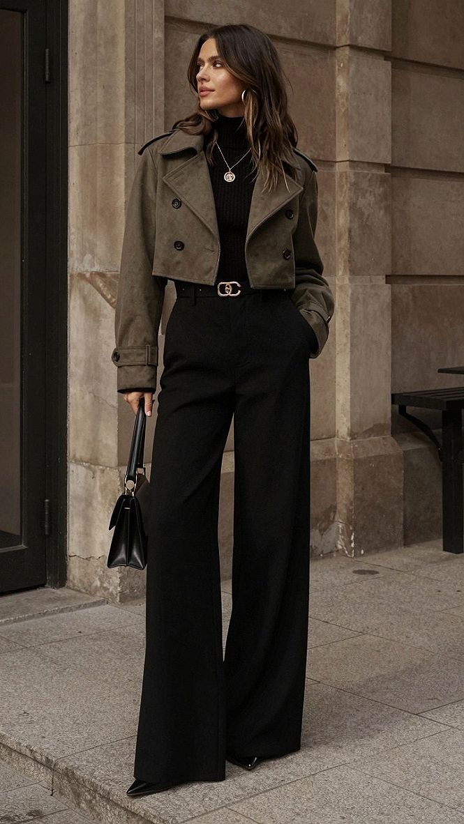 Styling Cropped Jackets with Wide Leg Trousers