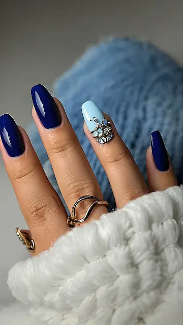 Baby Blue V-Day Mani