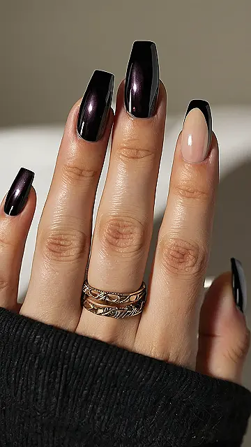 Midnight Blossom Nails