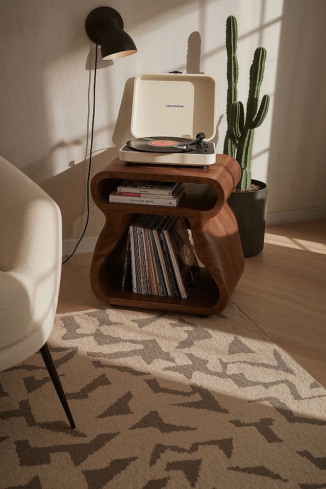Cozy Retro Modern Record Player Corner for Home Offices