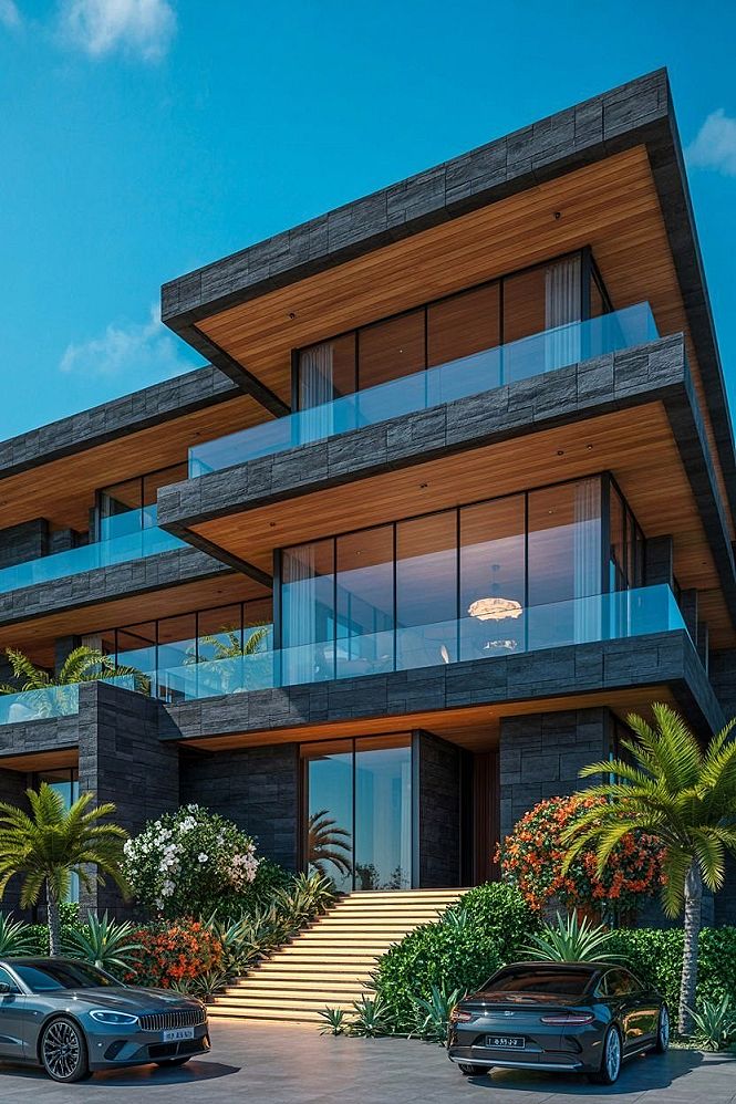 Luxury Villa Elevation: Modern Masterpiece with Grand Entrance