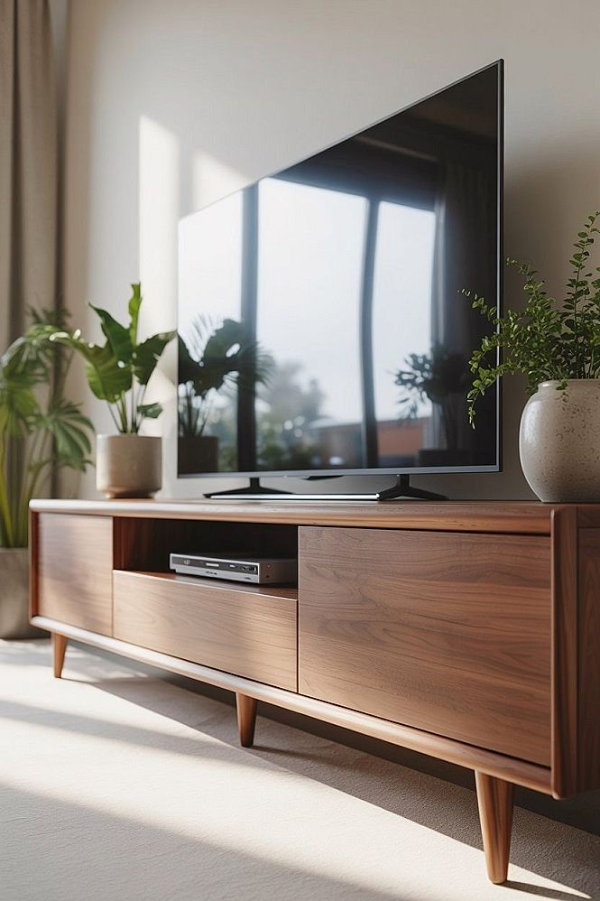 Modern Walnut TV Units: Cozy Family Living Room Design