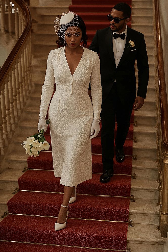 Timeless Civil Wedding Outfit: Elegant Short Bridal Style