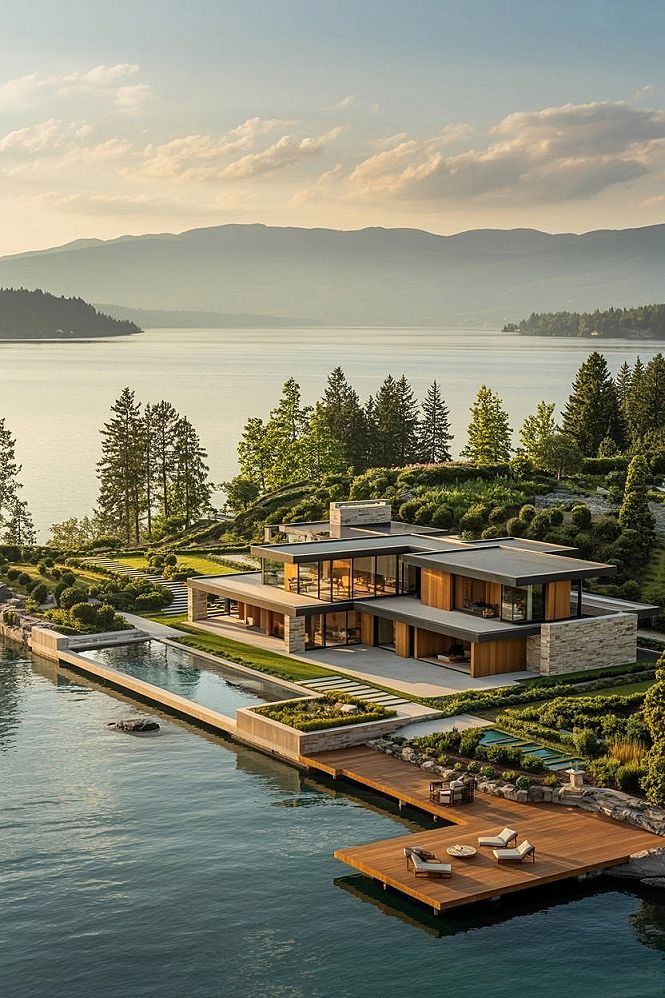 Luxury Lake House Decks: Dream Mansion Resort Living