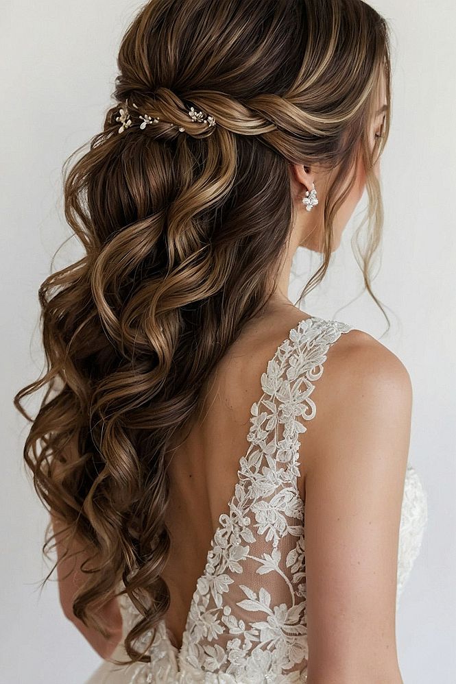 Half Up Twisted Braids with Cascading Curls