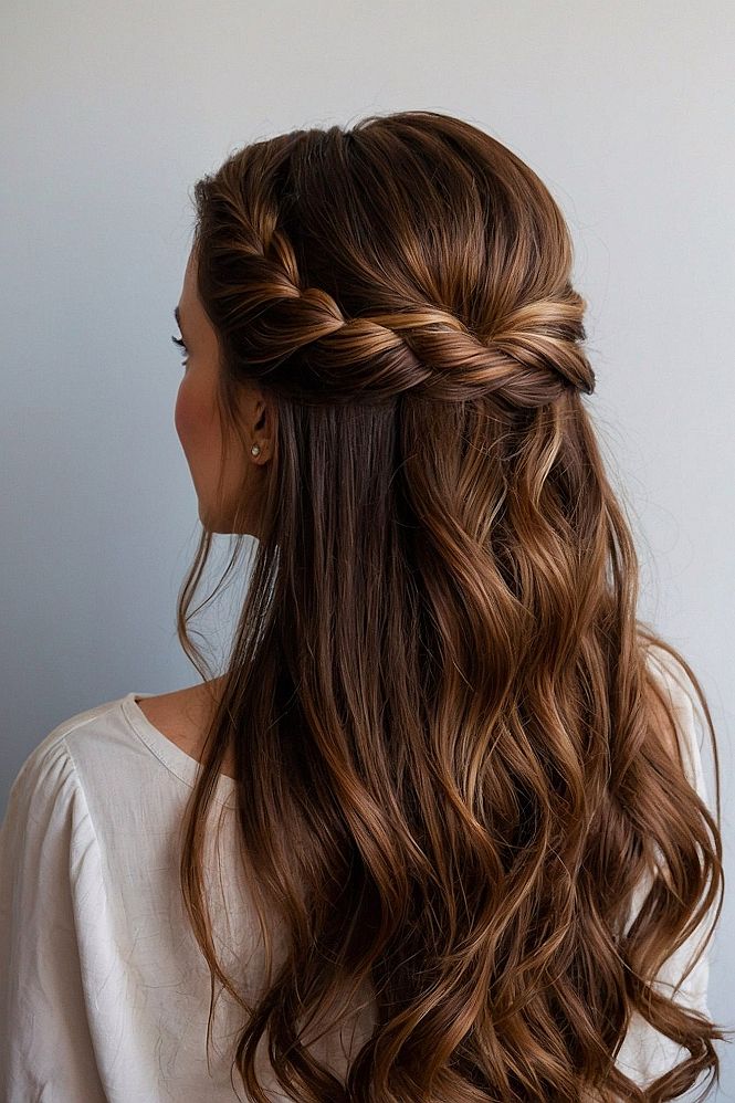 Half Up Half Down Hairstyle With Braided Details