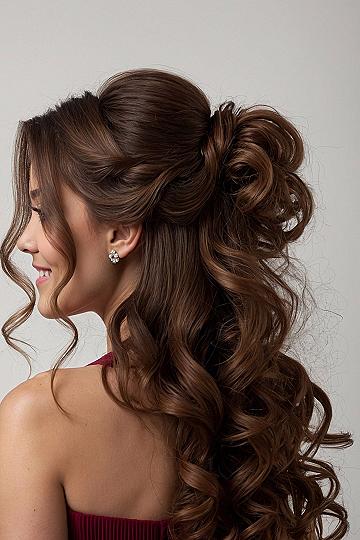 Half Up Curly Updo With Soft Waves