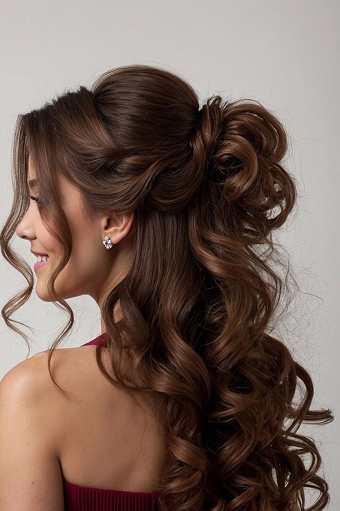 Half Up Curly Updo With Soft Waves