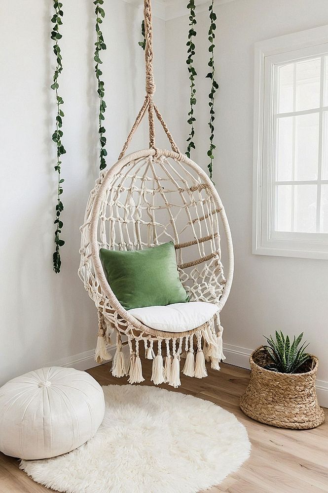 Adding a Hanging Macrame Chair to Your Cozy Bedroom