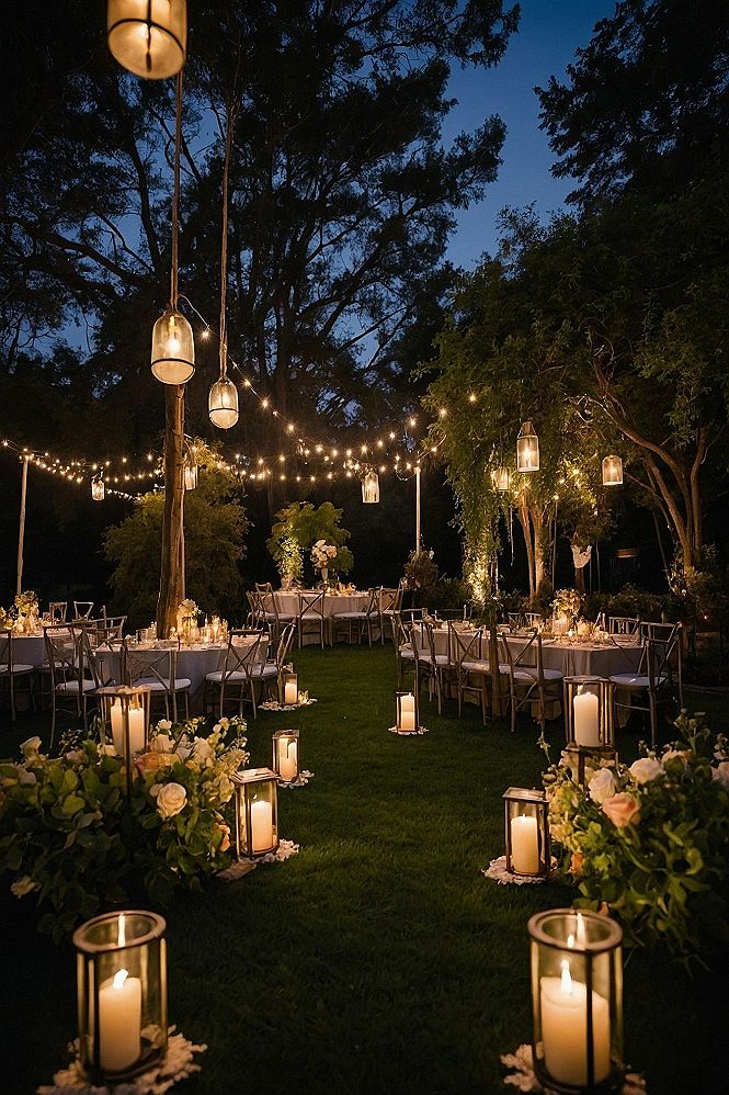 Creating an Open Air Wedding Reception with Hanging Lanterns