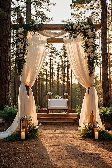 Natural Wood Wedding Arches for Outdoor Ceremonies
