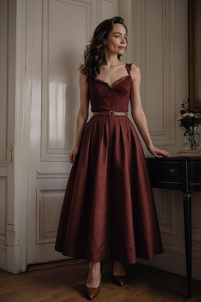 Styling a Cherry Red Corset Midi Dress for Daily Wear