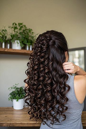 Half Up Half Down Curly Hairstyle Ideas