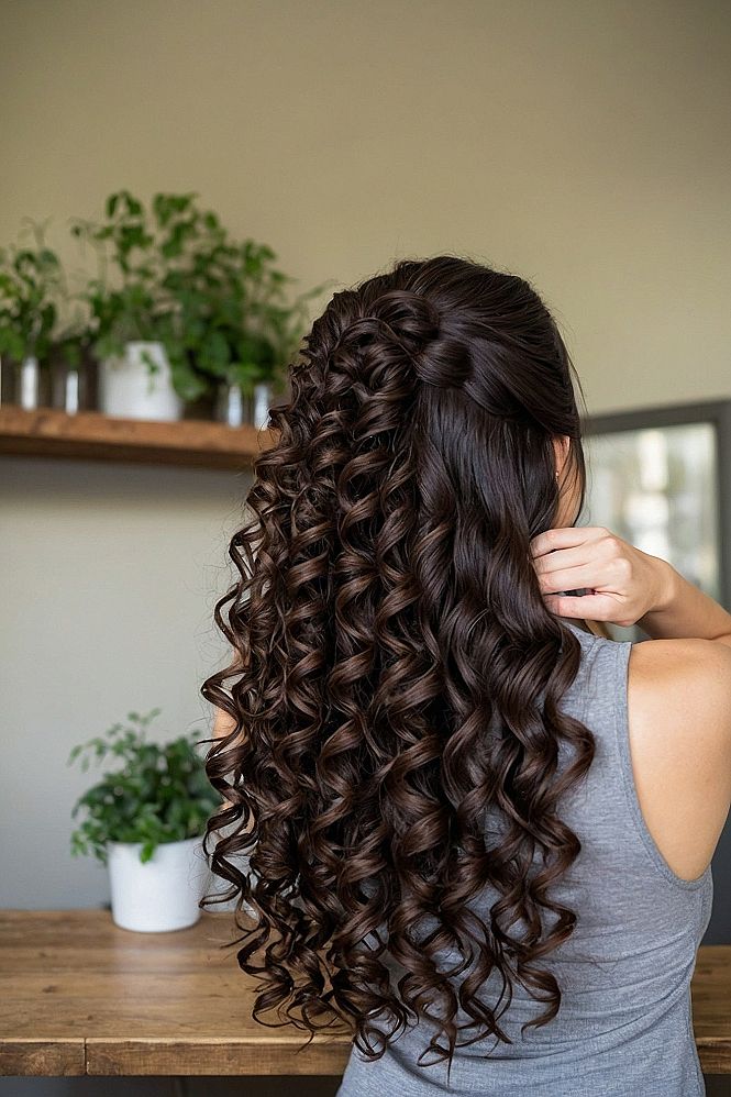 Half Up Half Down Curly Hairstyle Ideas