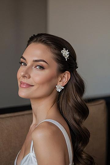 Half Up Half Down Brunette Wedding Hairstyle Ideas