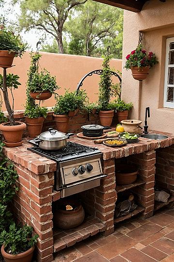 Building a Red Brick Base for Your Hacienda Cooking Station