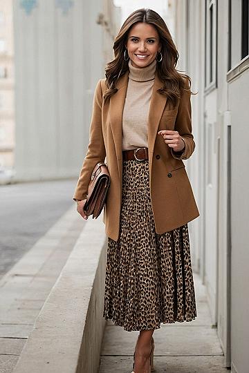 Layering Blazers With Printed Skirts for the Office