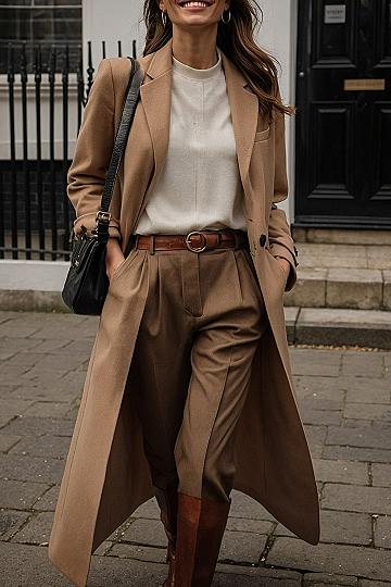 Styling a Tailored Wool Coat with Neutral Trousers