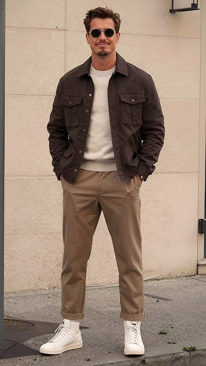 Building a Mens Cool Jacket Outfit With Neutral Tones
