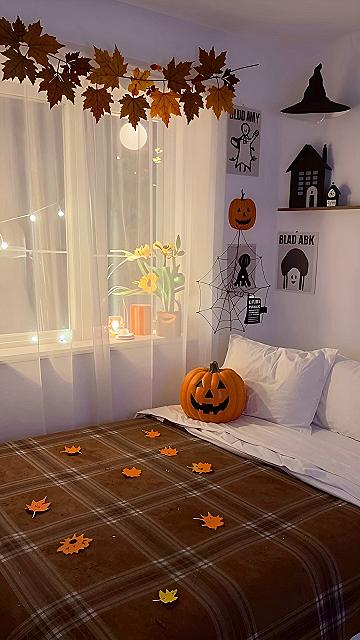 Cozy Jack O Lantern Bed Styling for October