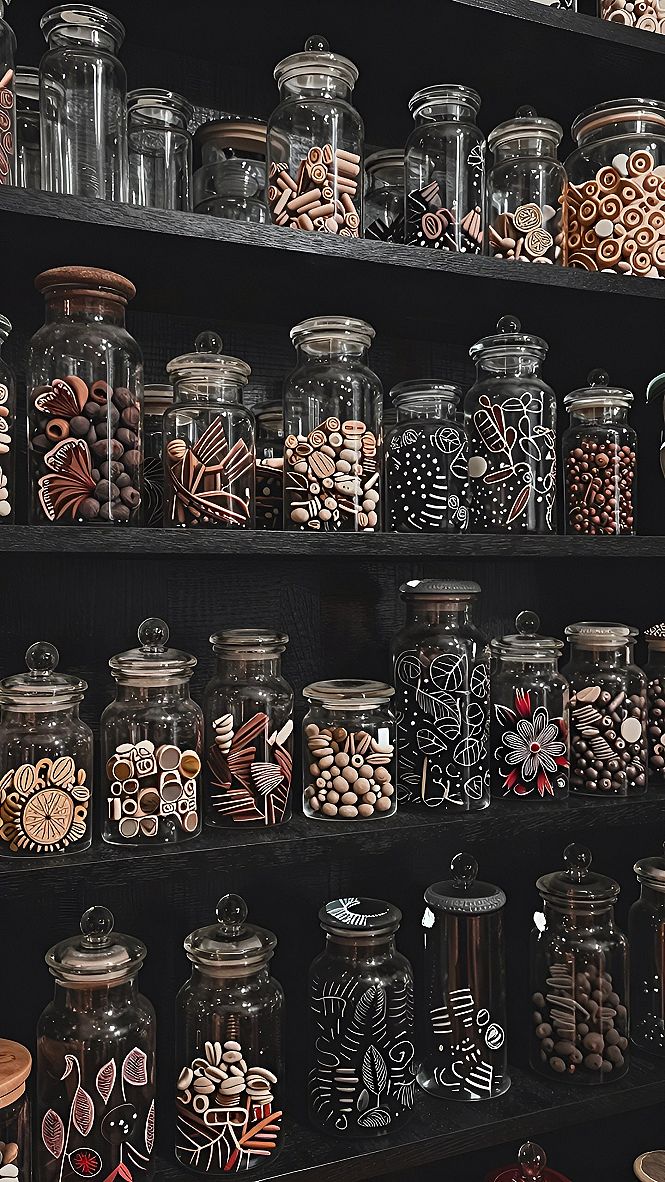 Organizing Herbs in Clear Glass Apothecary Jars