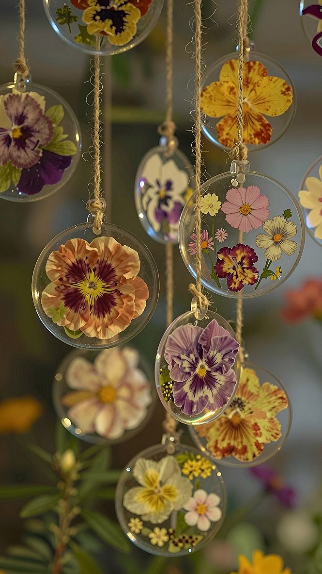 Making Pressed Flower Hanging Acrylic Mobiles