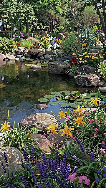 Natural Stone Edging for Garden Ponds