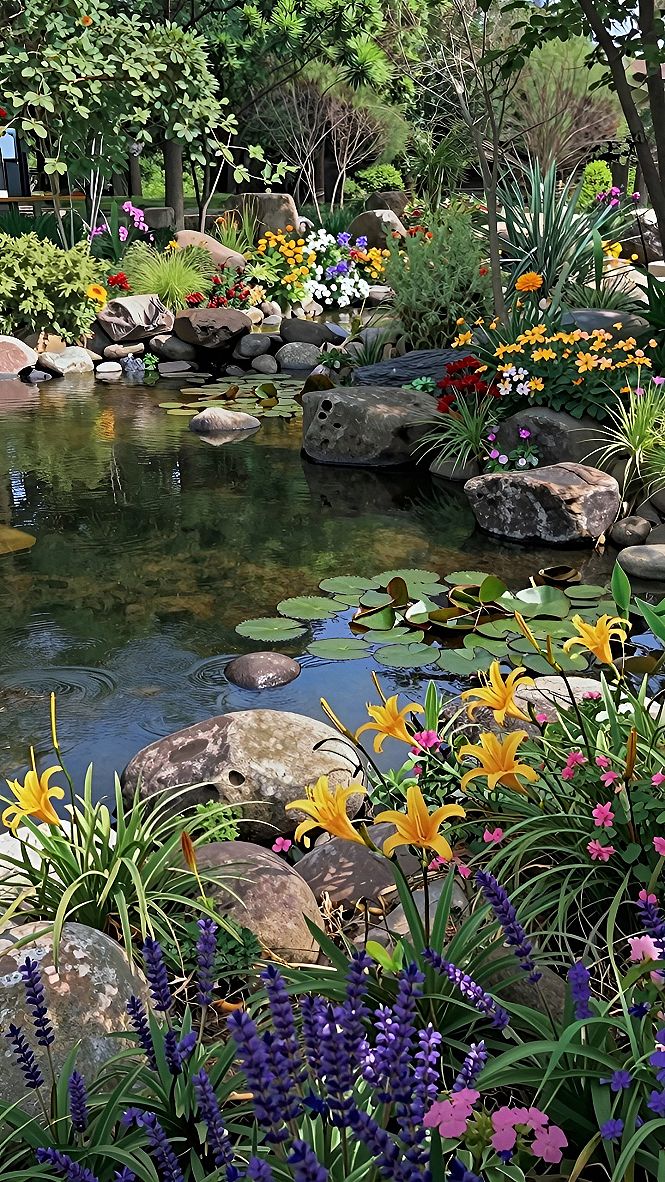 Natural Stone Edging for Garden Ponds