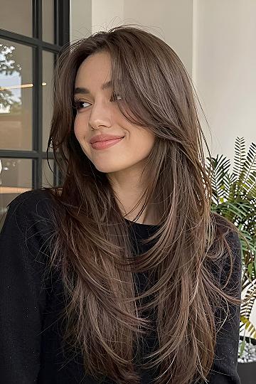 Understanding Layered Long Hair with Curtain Bangs