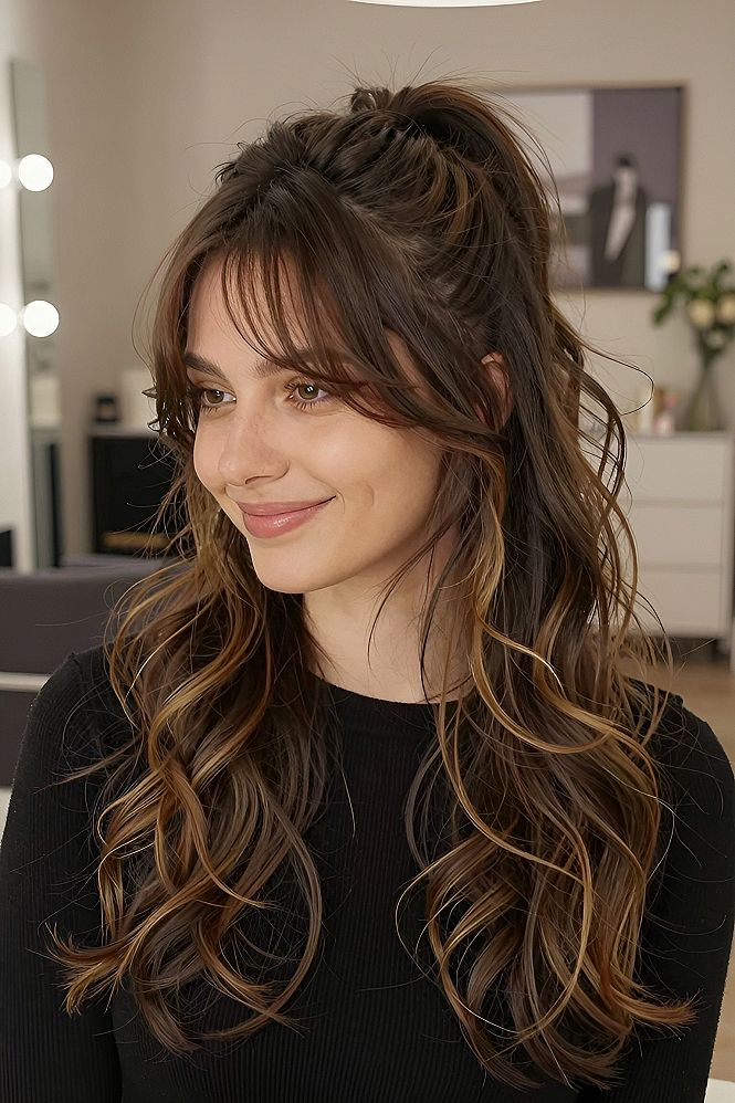 Creating a Half Up Ponytail with Soft Wavy Lengths