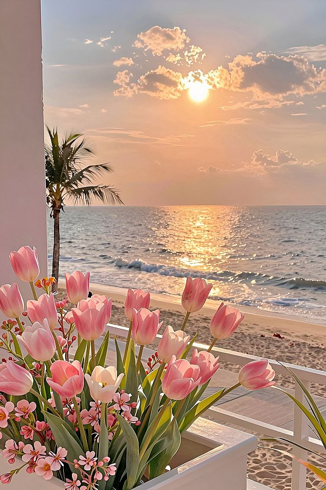 Choosing Beachside Sunset Pink Tulip Phone Wallpapers